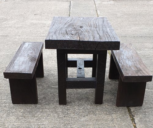 Rustic Hardwood Outdoor Table and Bench Sets Rustic Hardwood Outdoor Table and Bench Sets
