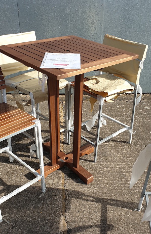 Teak High Bar Tables and Chairs for Outside