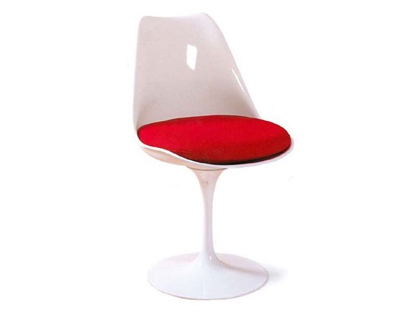 White Tulip Chair Red Seat
