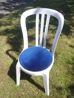 Blue seat pads for bistro chairs or patio chairs