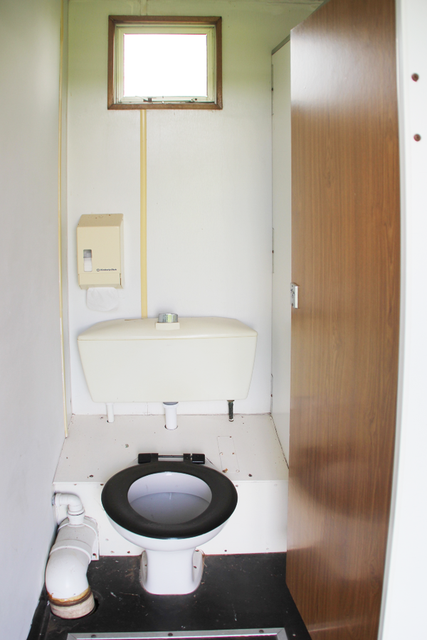 Toilet cubicle in toilet trailer