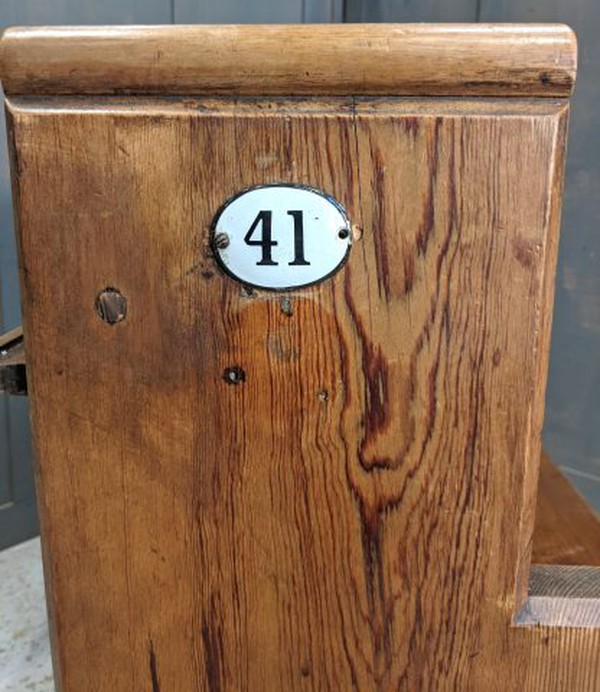 Church pews with numbers