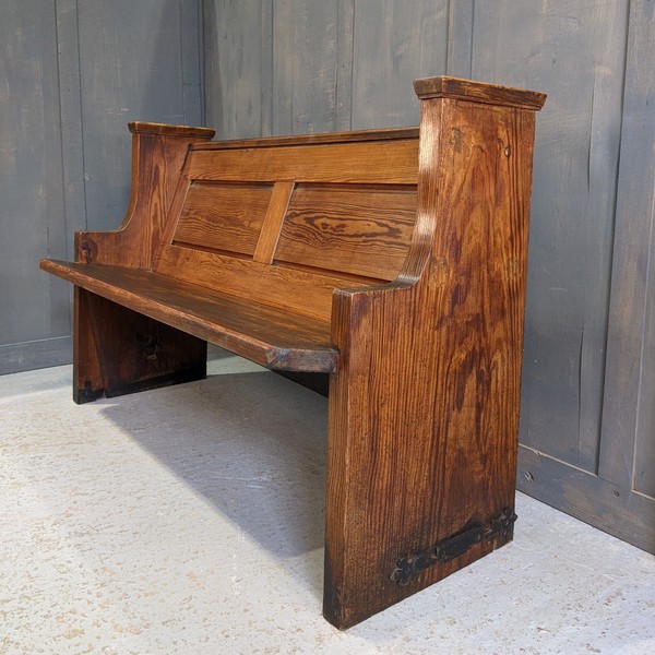 Solid Antique pitch pine chapel bench