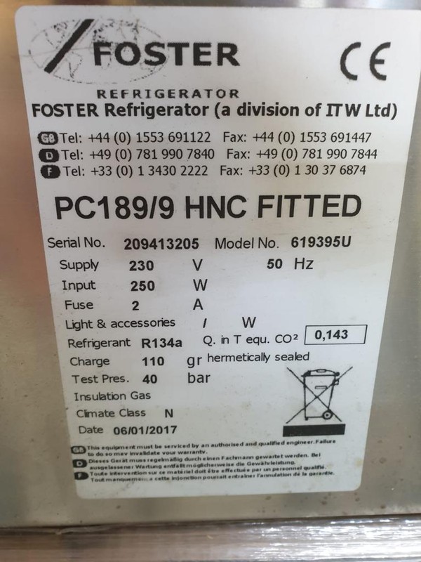 Used Fosters PC189/9 Topping Fridge