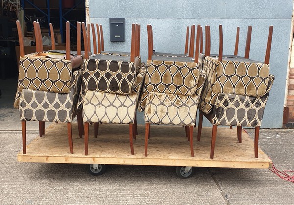 Lot of Upholstered Diamond Pattern Armchairs