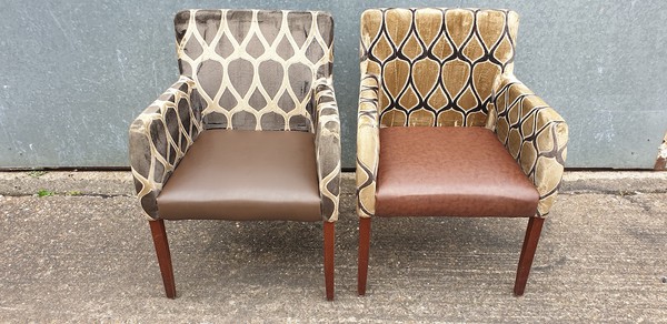 Used Upholstered Diamond Pattern Armchairs