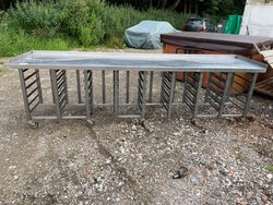 Stainless Steel Table with Space for 35 Full Gastro Trays For Sale