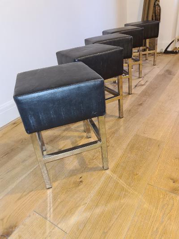 Secondhand MODERN BLACK AND CHROME STOOLS FOR TABLE USE For Sale