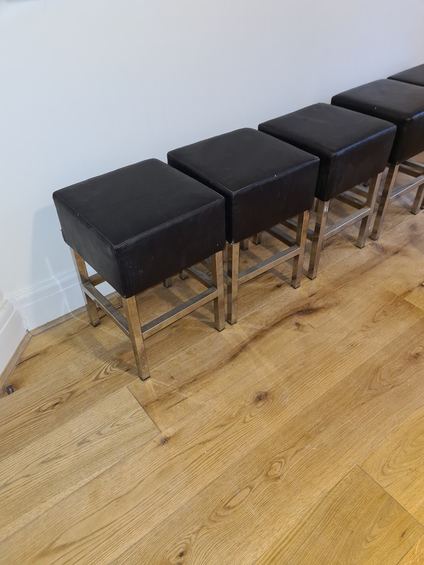 Used MODERN BLACK AND CHROME STOOLS FOR TABLE USE For Sale