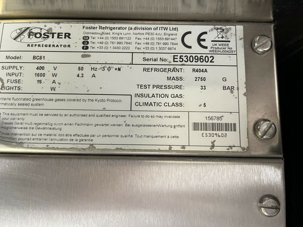 Secondhand Catering Equipment | Blast Chillers | Foster BC51 Commercial ...