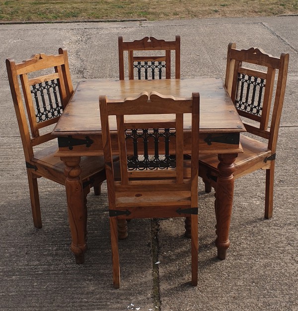 Rustic Java hardwood tables and chairs dining set