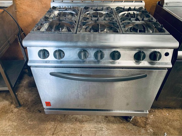 Natural Gas Falcon Commercial Oven and 6 Burner Hob