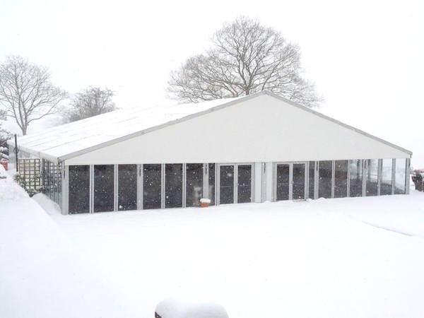Large venue marquee in winter