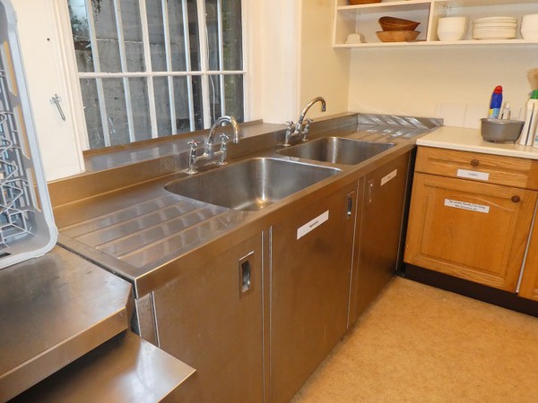 Double stainless steel sink with cupboars