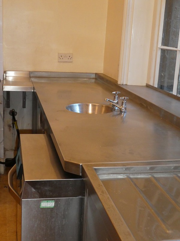 Stainless steel prep table with small sink