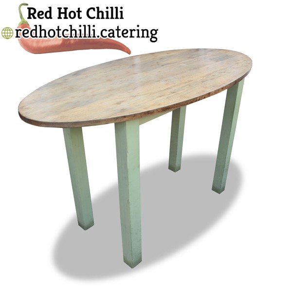 Oval Lightwood Poseur Table