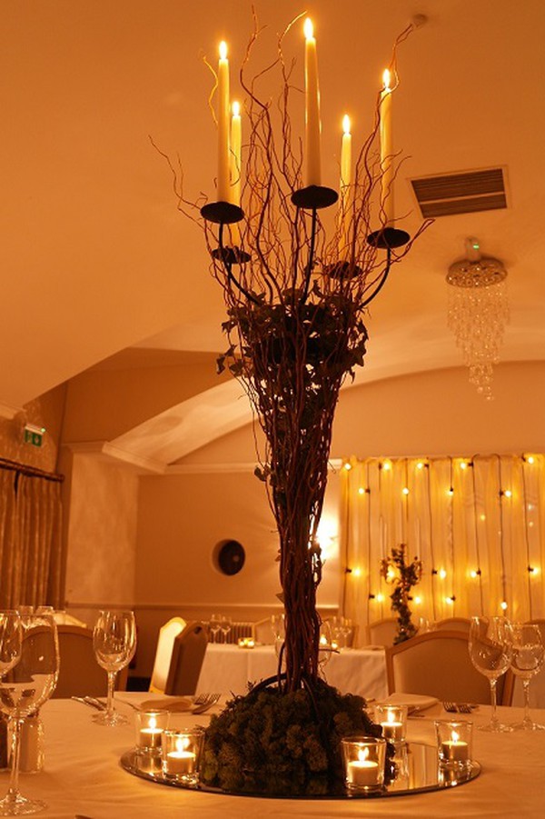 Woodland themed table centre with Candelabra
