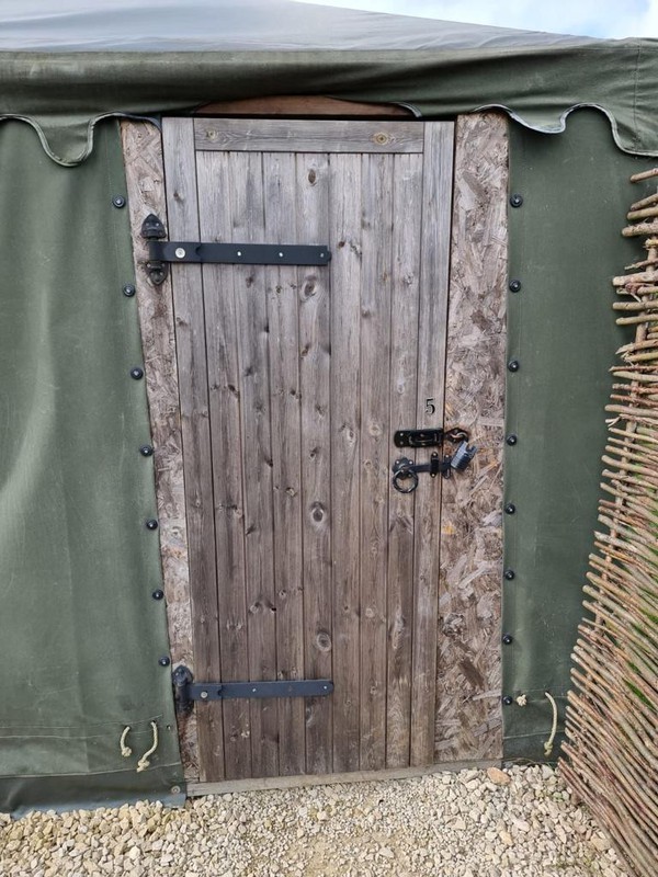 Glamping lodge wooden door