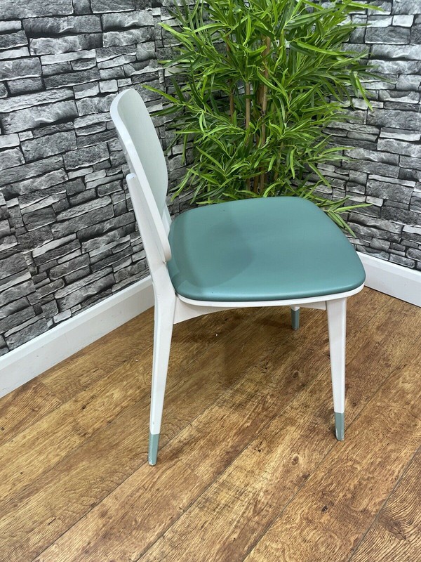 Wooden Green Leather Bistro Side Chair