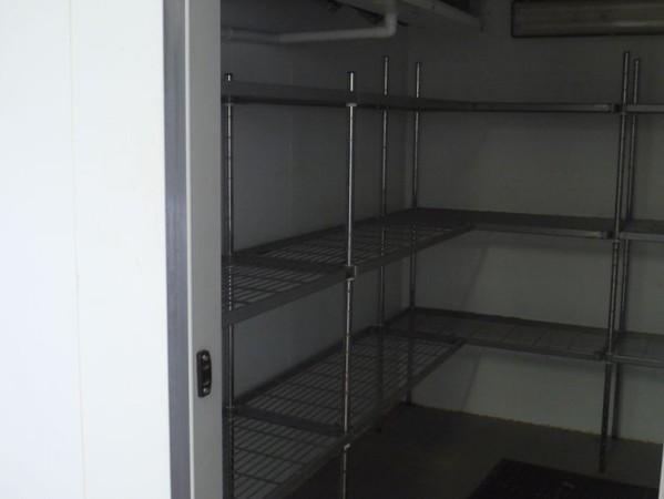 Walk in freezer with shelving