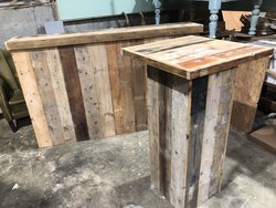 6ft Reclaimed Wood Bar Unit with Reclaimed Wood Plinths