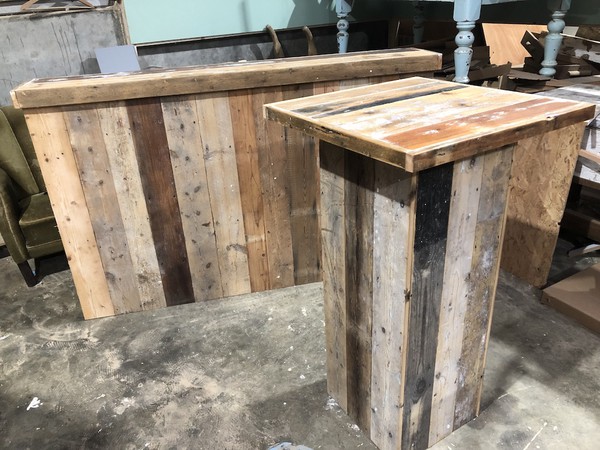 6ft Reclaimed Wood Bar Unit with Reclaimed Wood Plinths
