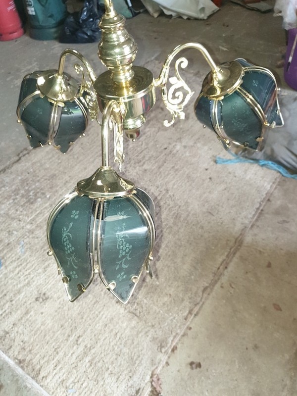 Brass lamp with glass shades  for sale