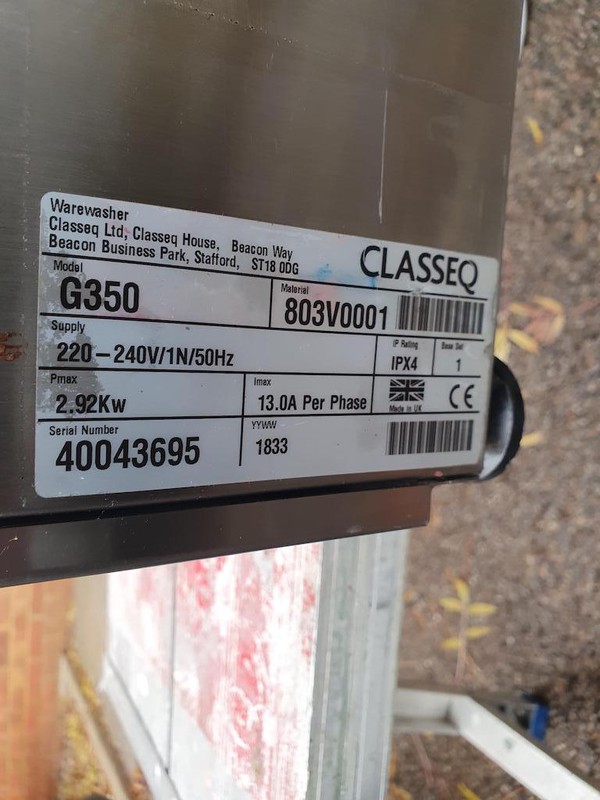 Second Hand  Classeq G350 Glass washer for sale