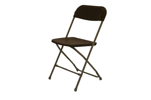 Brown folding chair with grey frame