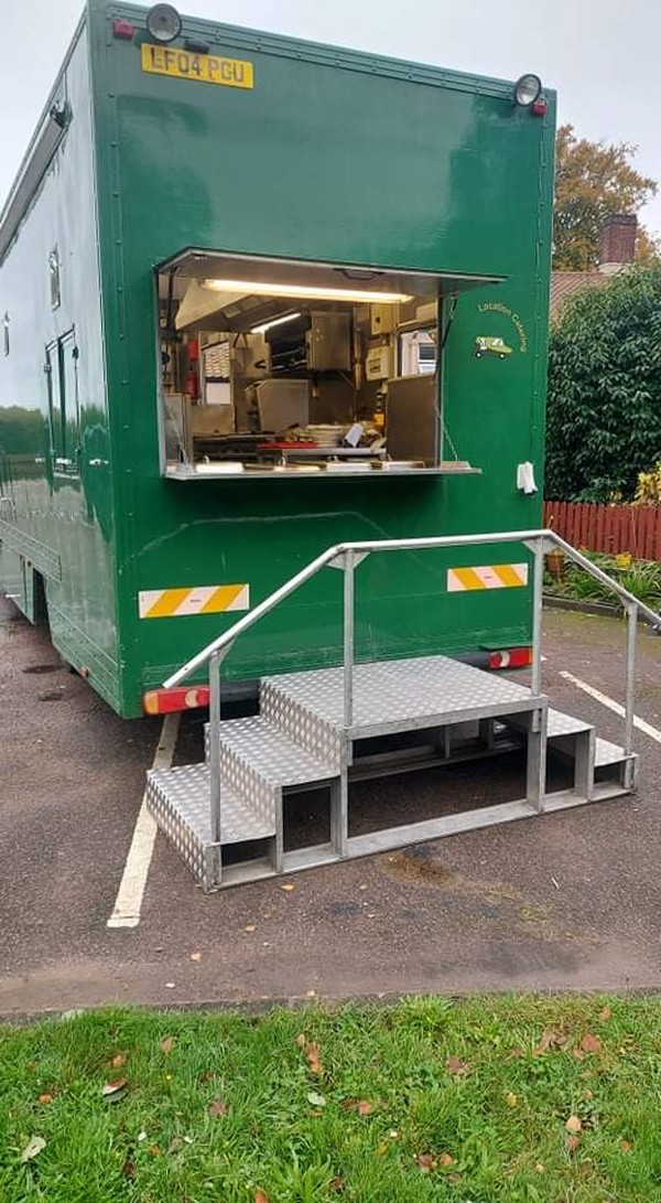 Steps up to the catering hatch