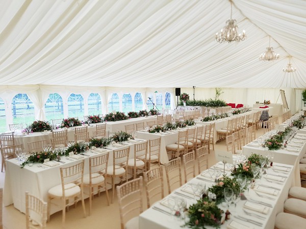 Framed marquee with Ivory Pleated Lining