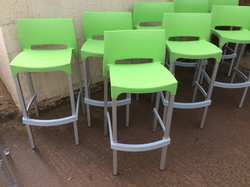High bar chairs with green seats