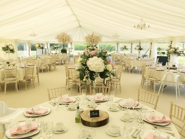 Ivory pleated wedding marquee
