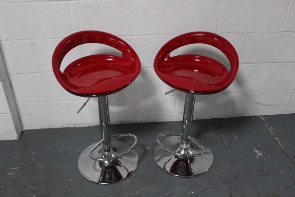 High bar stools in red
