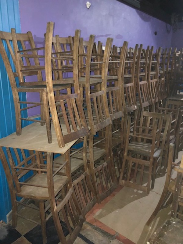 Stackable vintage wood church/chapel chairs
