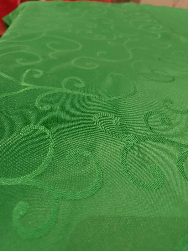 Green Round Damask Polyester Table Covers