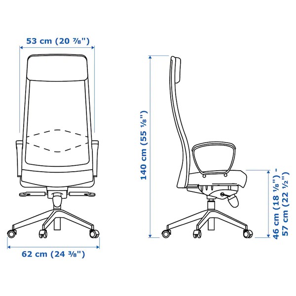 Office chairs dimensions