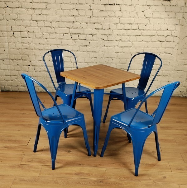 Royal Blue Tolix Tables and Chairs