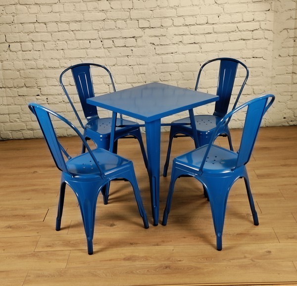 Royal Blue Tolix Table Setting