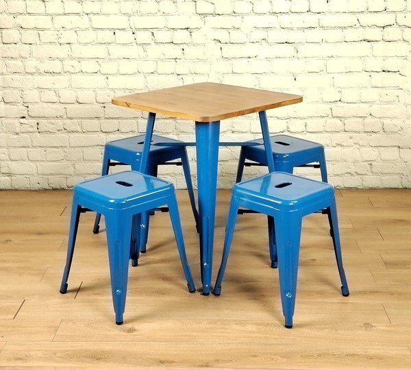 Royal Blue Tolix Stools and Table