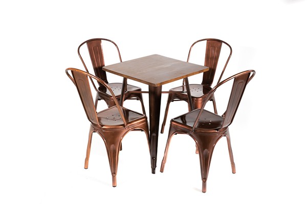 Copper cafe table and chairs by Tolix