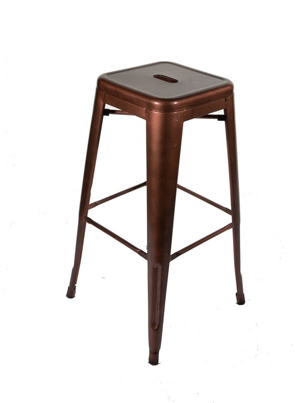 High bar stool by Tolix in copper finish