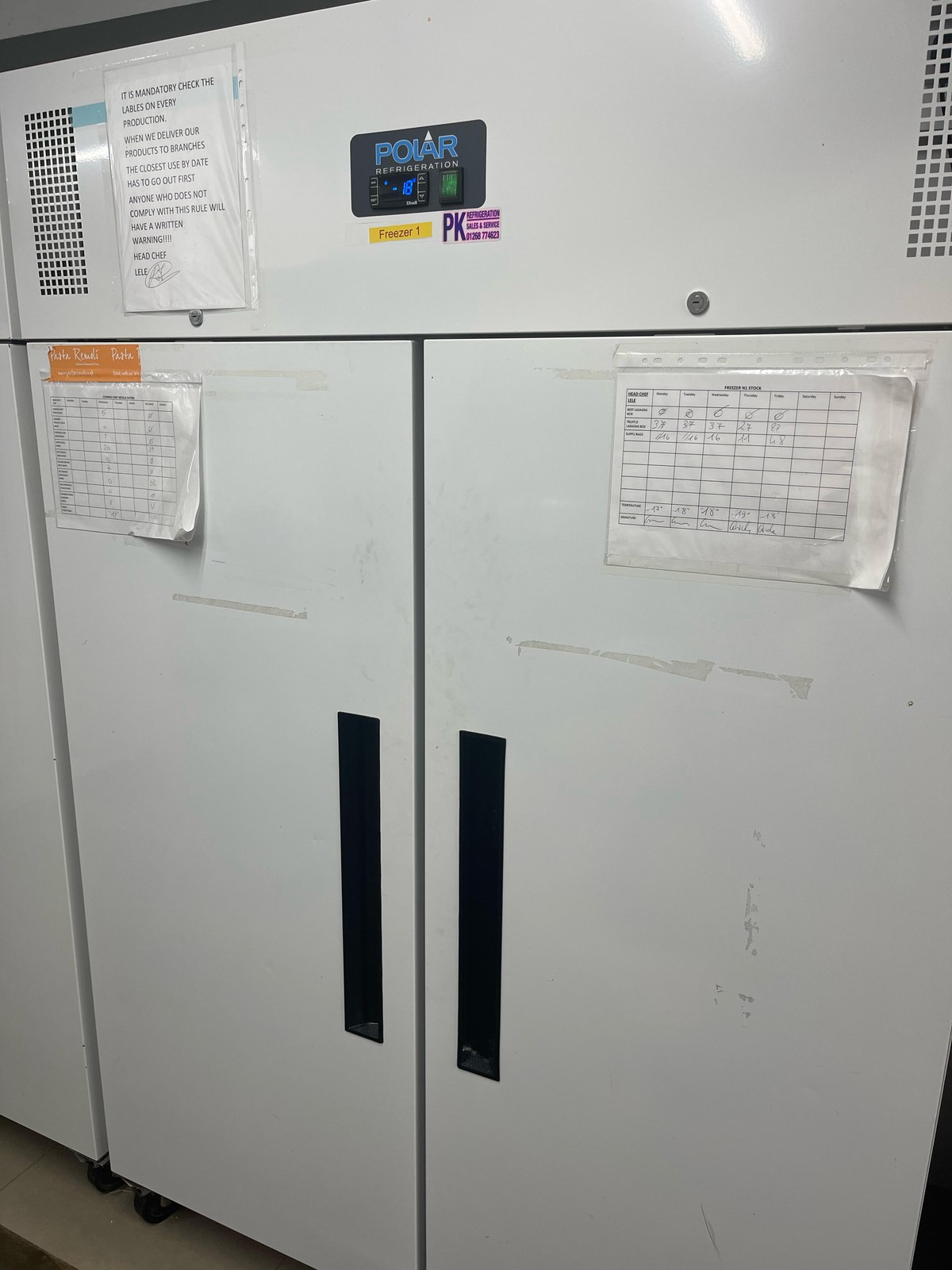 Secondhand Catering Equipment Upright Double Door Freezers Polar