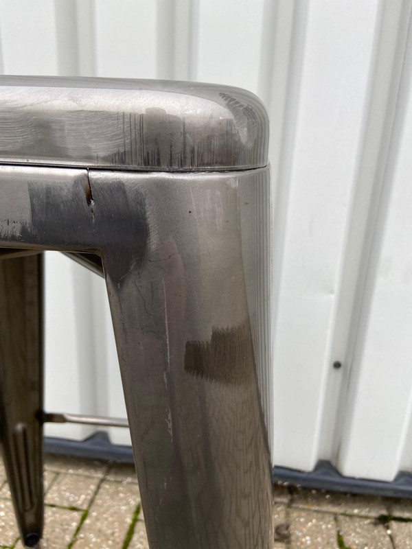 Distress metal finish Tolix high stools
