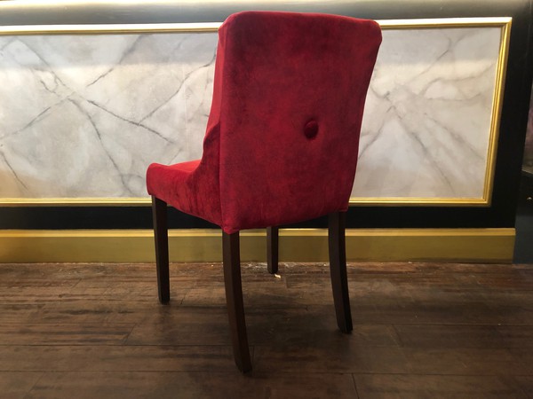 Red velvet chairs and stools for sale