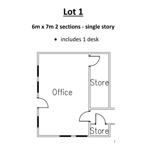Lot 1 6m x 7m 2 sections - single storey