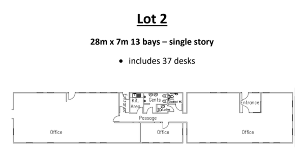 Lot 2 28m x 7m 13 bays – single storey