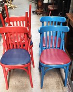 Red and Blue Bistro Chairs for sale