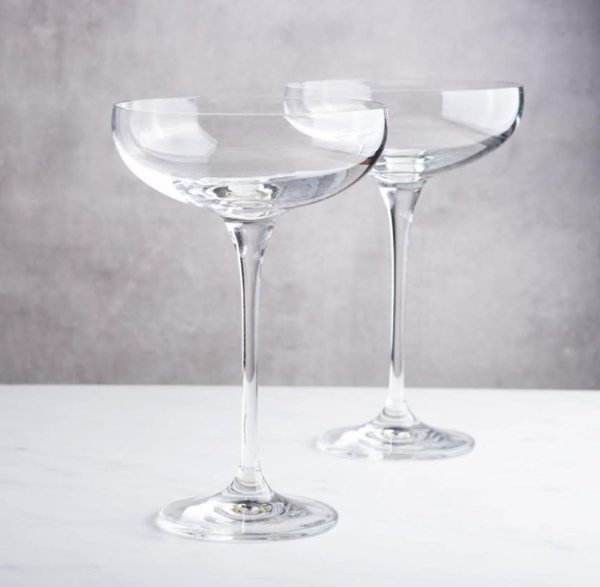 Lunar Oceans Champagne Saucers, Crystalline Coupe Glasses for sale