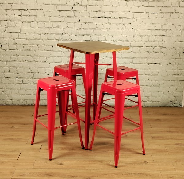 High bar stools and table